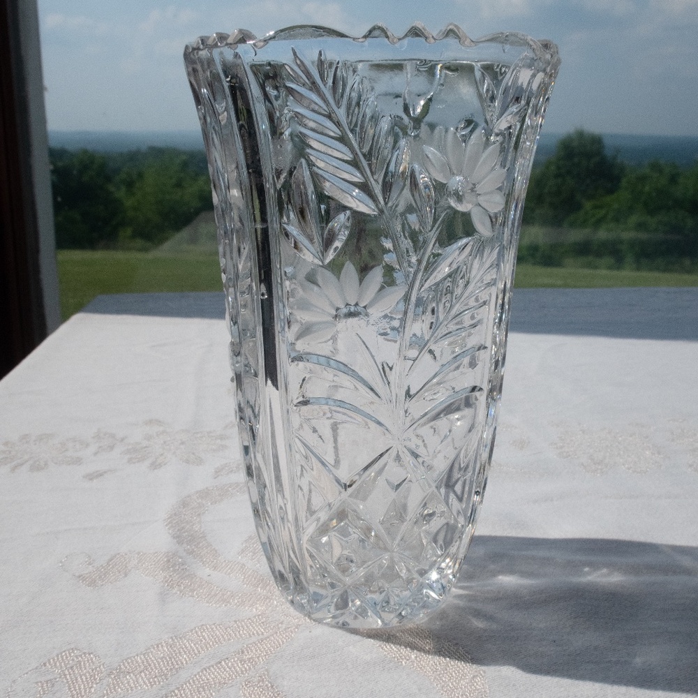 Crystal Flower Vase By Anna Hutte, Vintage - Picture 6 of 12